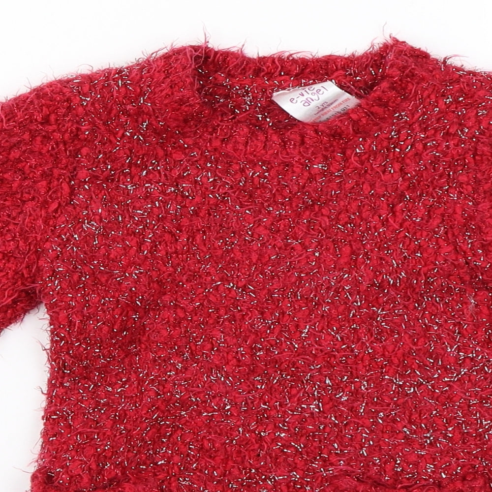 Evie Angel  Girls Red   Pullover Jumper Size 2 Years