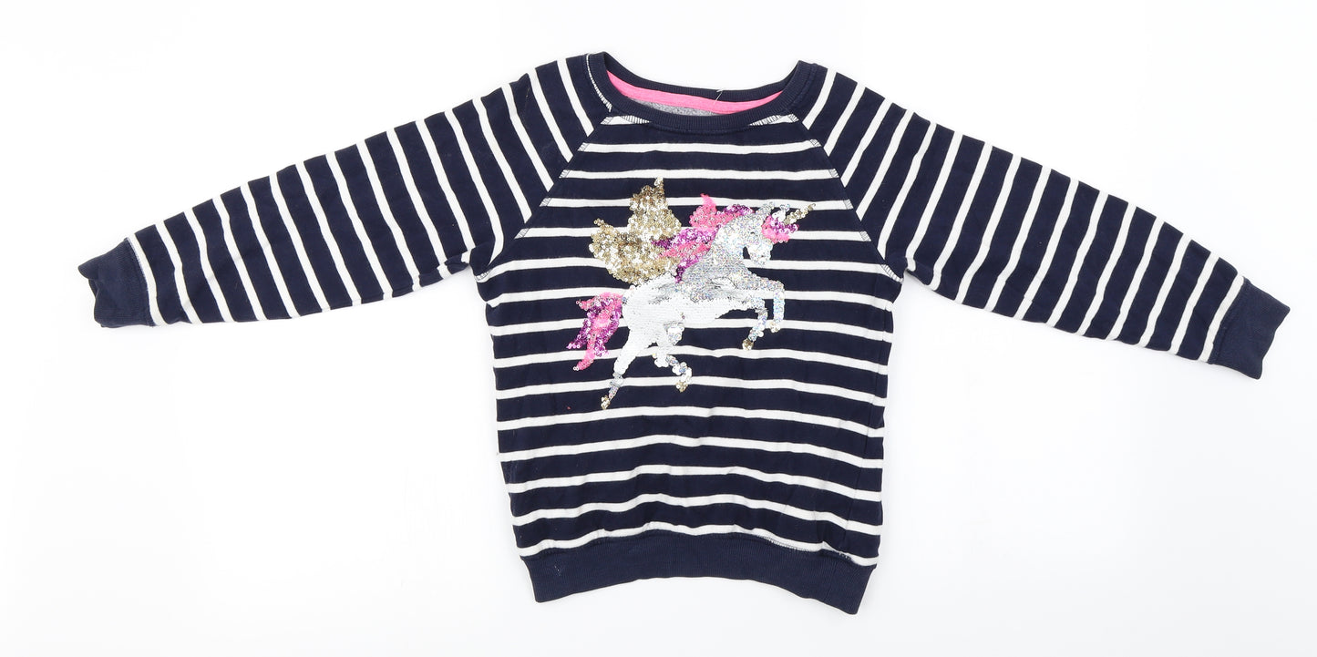 NEXT Girls Blue Striped  Pullover Jumper Size 8 Years  - Sequin detail