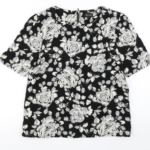 Phase Eight  Womens Black Floral  Basic Blouse Size 10
