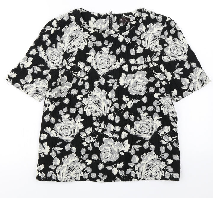 Phase Eight Womens Black Floral Basic Blouse Size 10