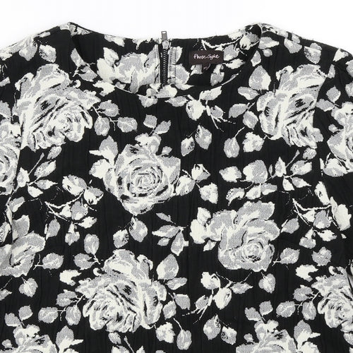 Phase Eight  Womens Black Floral  Basic Blouse Size 10