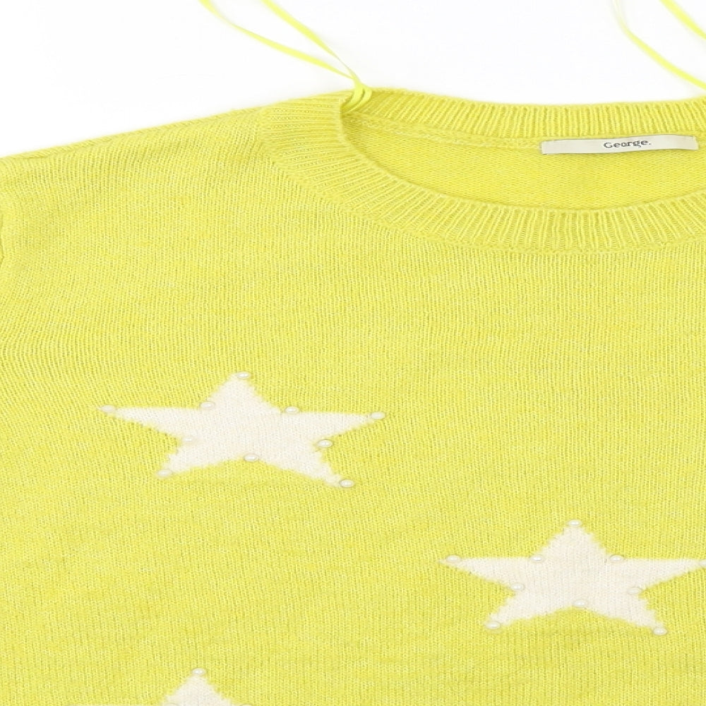 George  Womens Yellow   Pullover Jumper Size 16  - Star pattern