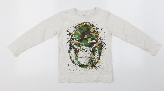 Front view of Next boys’ white basic t-shirt, size 7, years