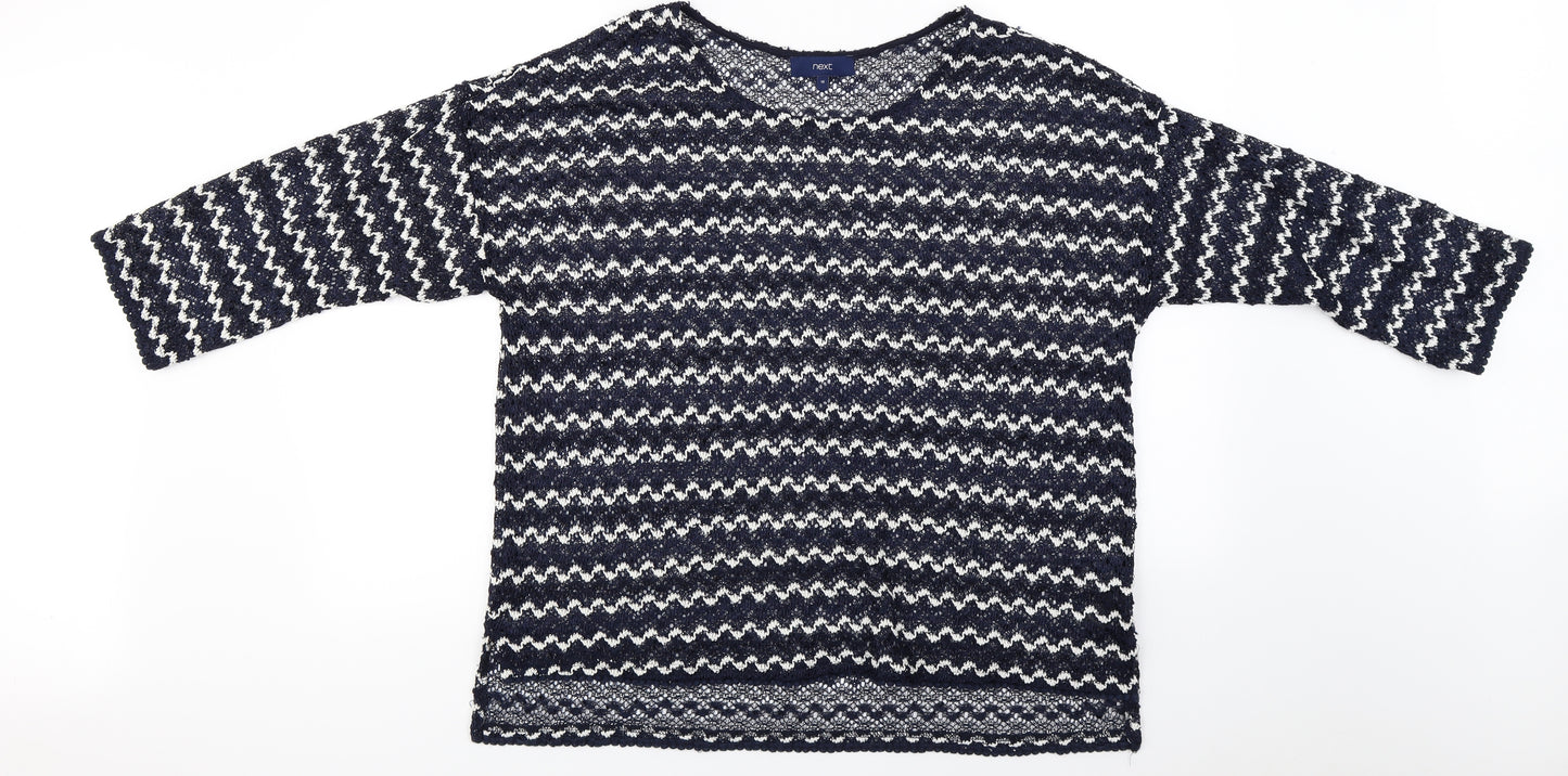 NEXT  Womens Blue Striped  Basic T-Shirt Size 18