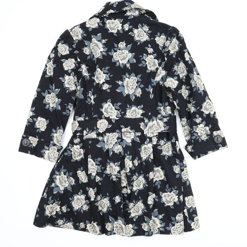 Atmosphere Womens Blue Floral  Overcoat Coat Size 10