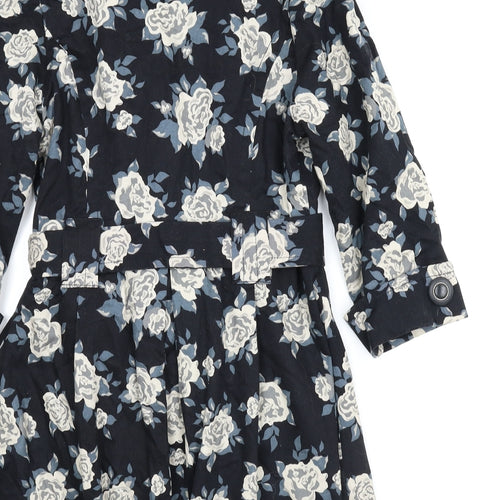 Atmosphere Womens Blue Floral  Overcoat Coat Size 10