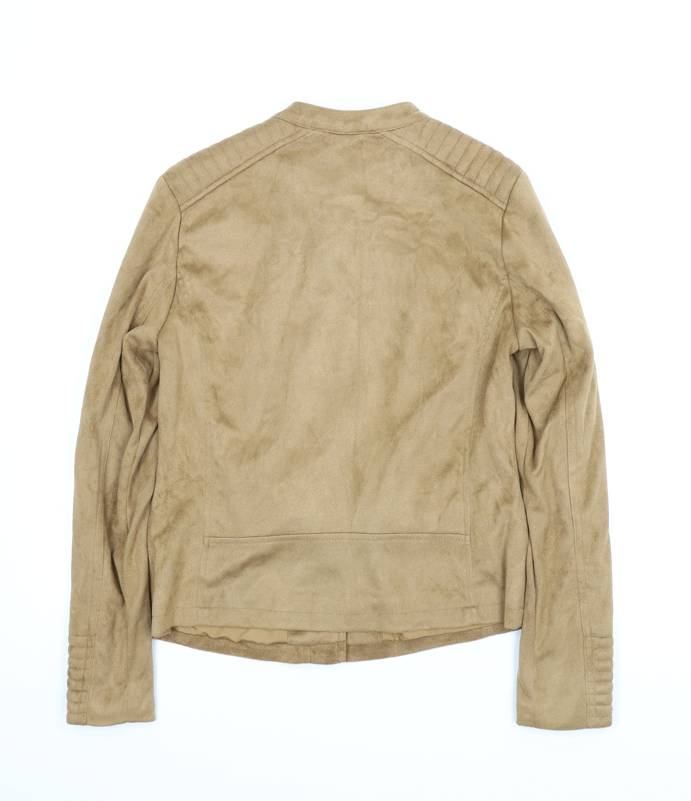 M&S Womens Beige   Motorcycle Jacket Jacket Size 10