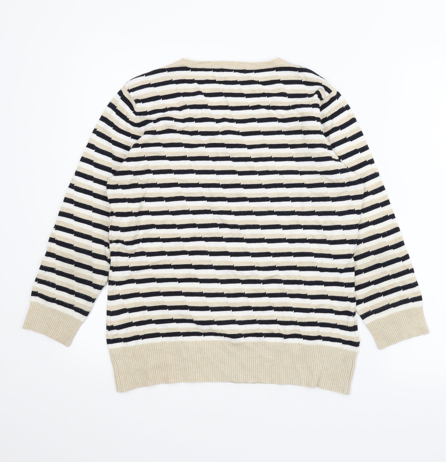 CC Womens Beige Striped  Pullover Jumper Size M