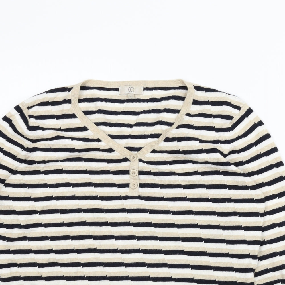 CC Womens Beige Striped  Pullover Jumper Size M