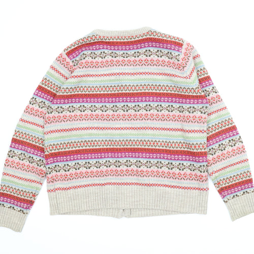 Papaya Womens Beige Fair Isle  Cardigan Jumper Size 20