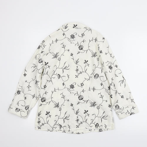 Anne Carson Womens White Floral  Basic Blouse Size M