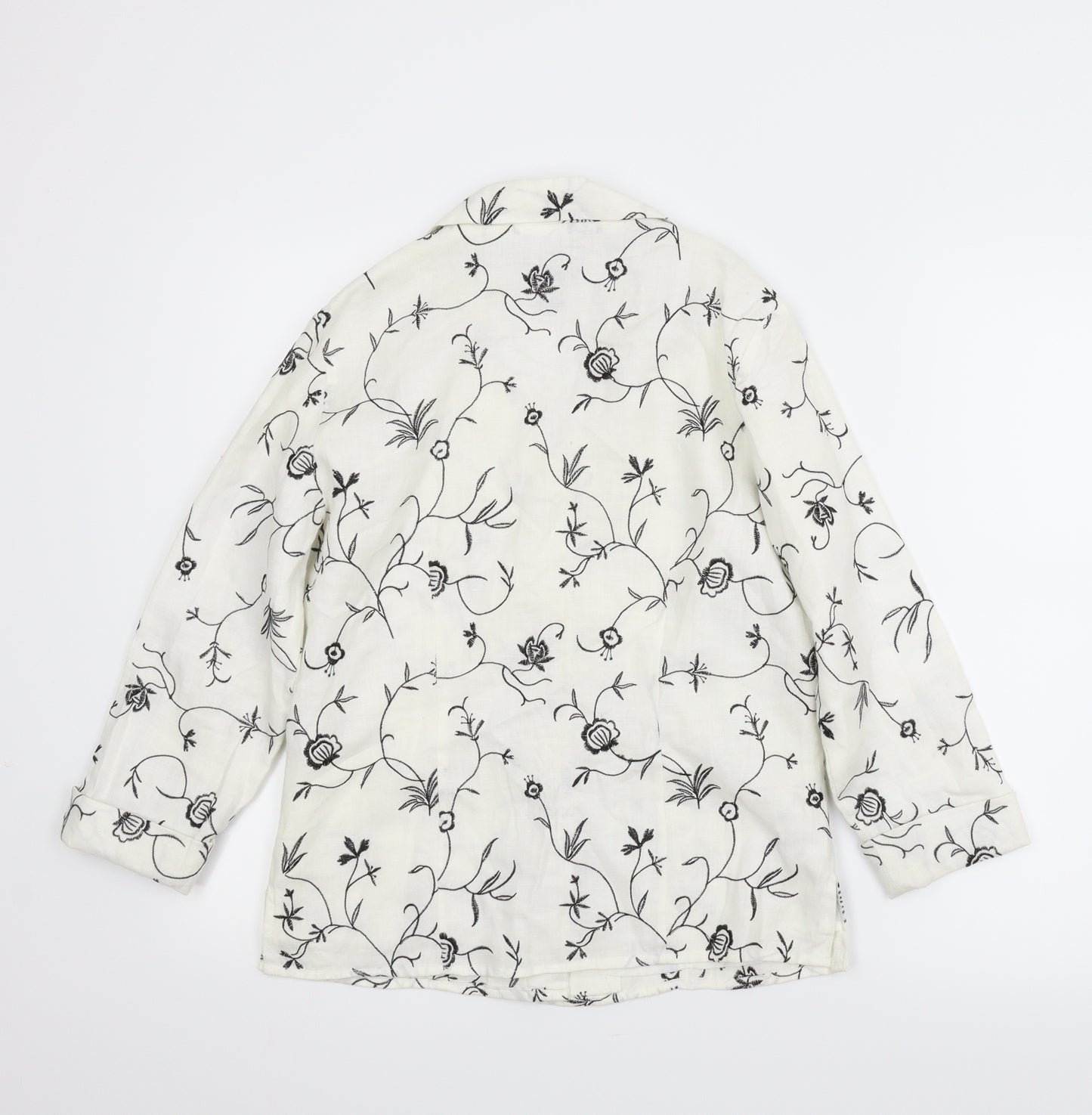 Anne Carson Womens White Floral  Basic Blouse Size M