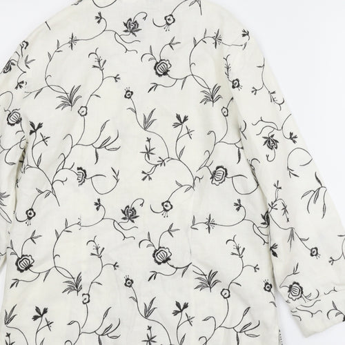 Anne Carson Womens White Floral  Basic Blouse Size M
