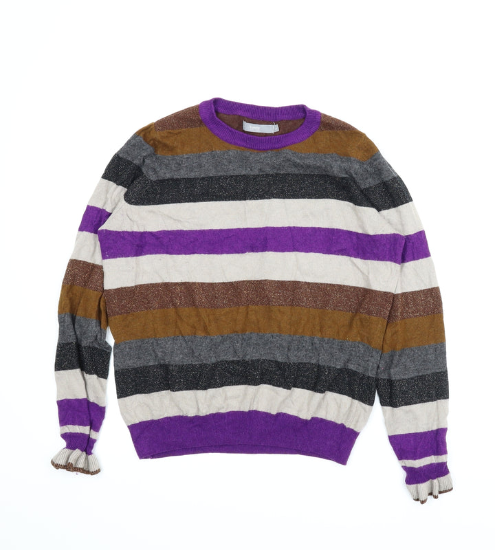 B. Young Womens Multicoloured Striped  Pullover Jumper Size L