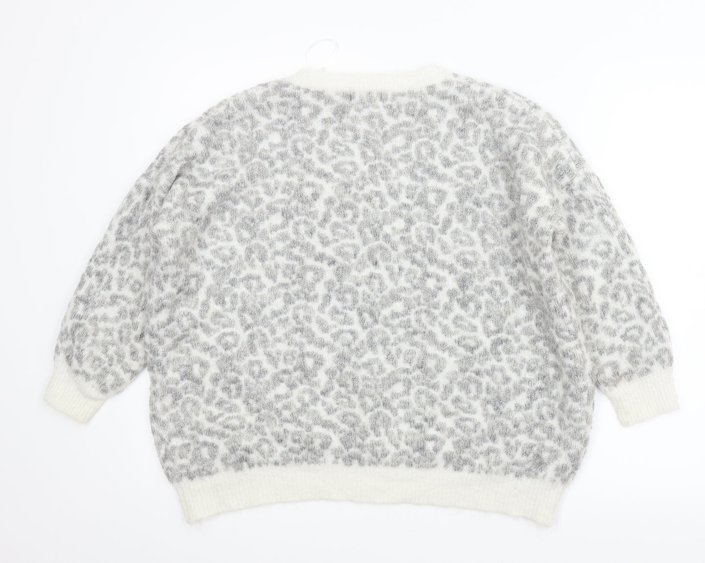 New Look Womens Grey Animal Print  Pullover Jumper Size 18