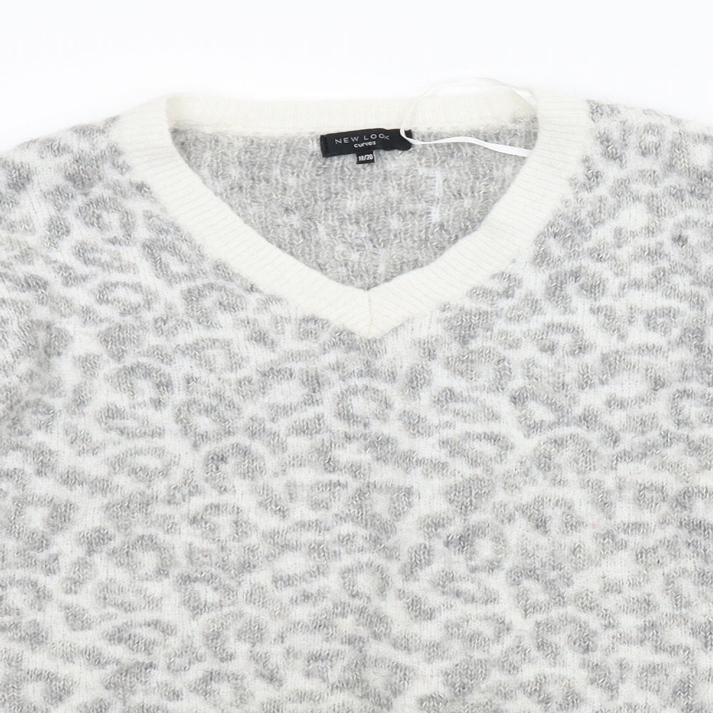 New Look Womens Grey Animal Print  Pullover Jumper Size 18