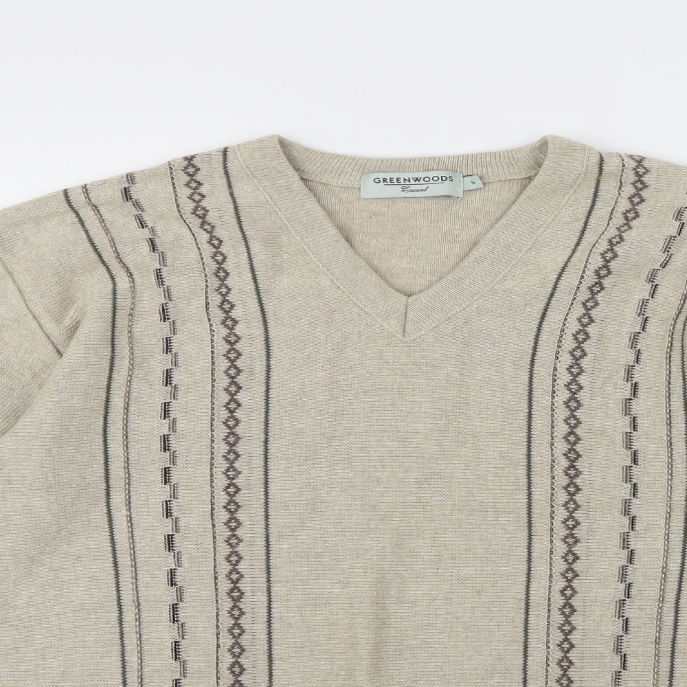 Greenwoods Mens Beige  Knit Pullover Jumper Size S