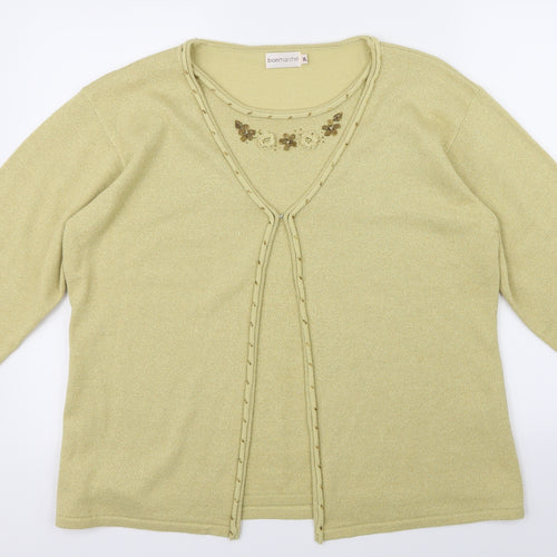 Bonmarché Womens Gold  Knit Cardigan Jumper Size XL  - Top and cardigan in one