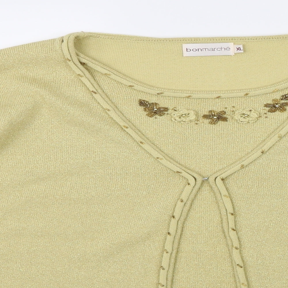 Bonmarché Womens Gold  Knit Cardigan Jumper Size XL  - Top and cardigan in one