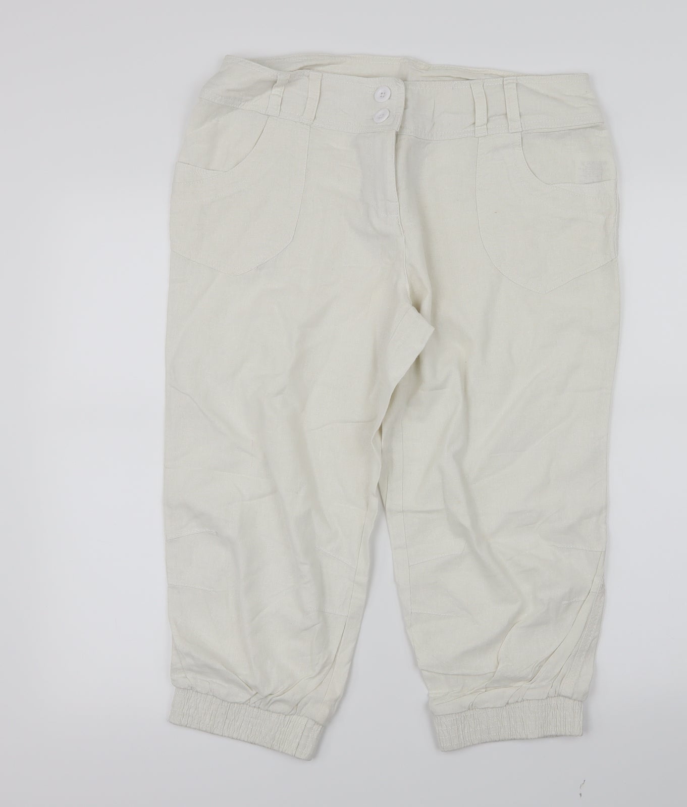 Papaya Womens White   Cropped Trousers Size 14 L20 in