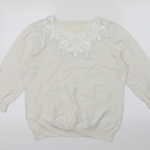 Preworn Womens White  Knit Pullover Jumper Size L