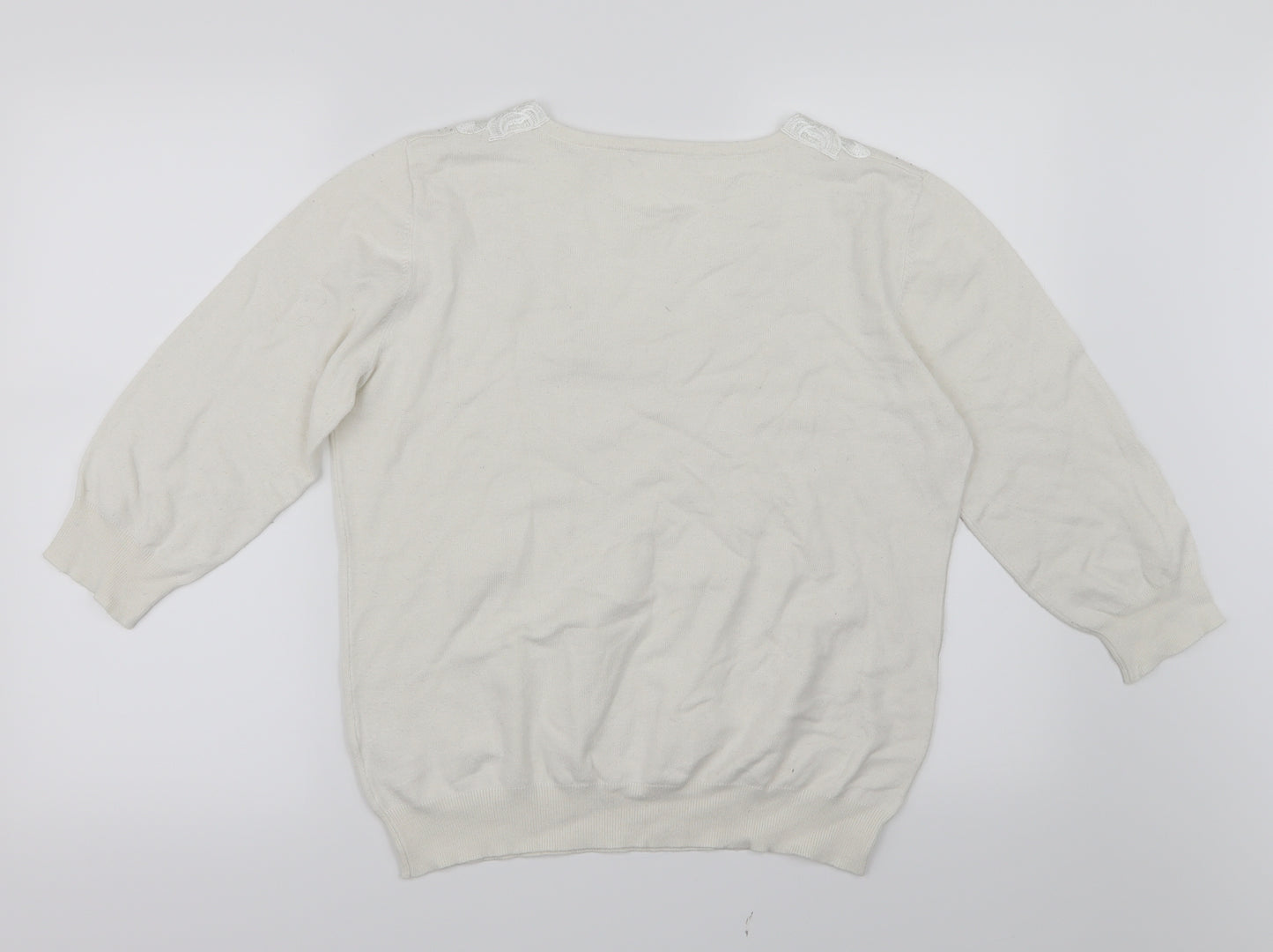 Preworn Womens White  Knit Pullover Jumper Size L