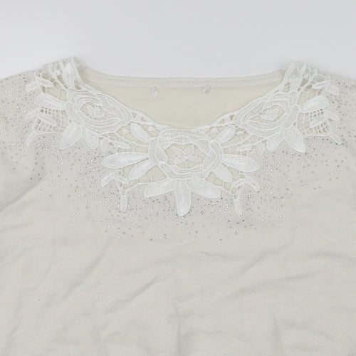 Preworn Womens White  Knit Pullover Jumper Size L