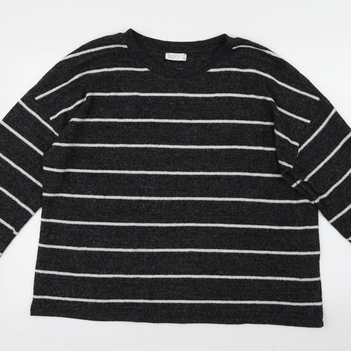 Papaya Womens Grey Striped Knit Pullover Jumper Size 20