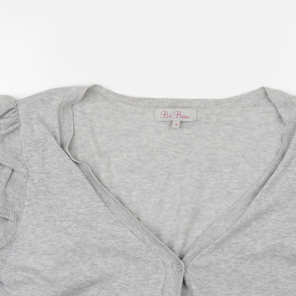 Be Beau Womens Grey  Knit Cardigan Jumper Size 18