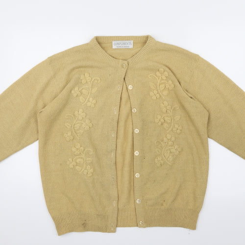 Compliments Womens Beige  Knit Cardigan Jumper Size L