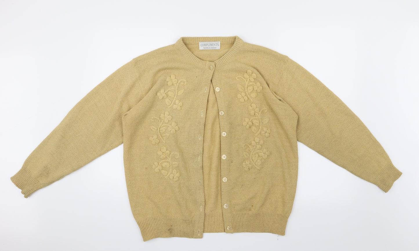 Compliments Womens Beige  Knit Cardigan Jumper Size L