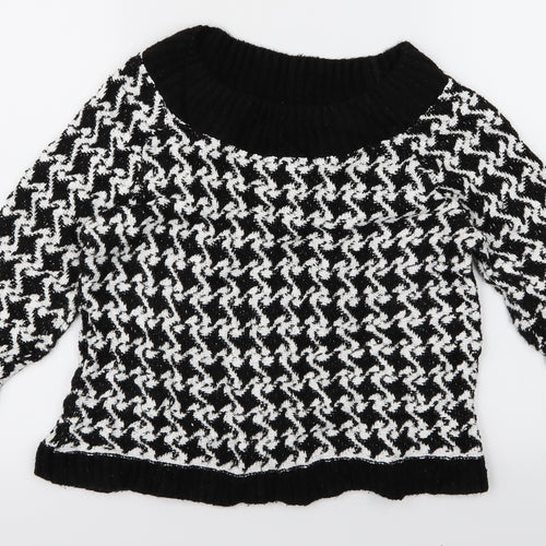 M&Co Womens Black Geometric Knit Pullover Jumper Size XS