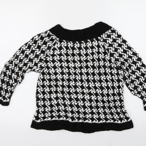 M&Co Womens Black Geometric Knit Pullover Jumper Size XS