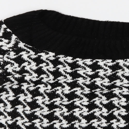 M&Co Womens Black Geometric Knit Pullover Jumper Size XS