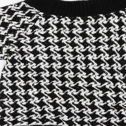 M&Co Womens Black Geometric Knit Pullover Jumper Size XS