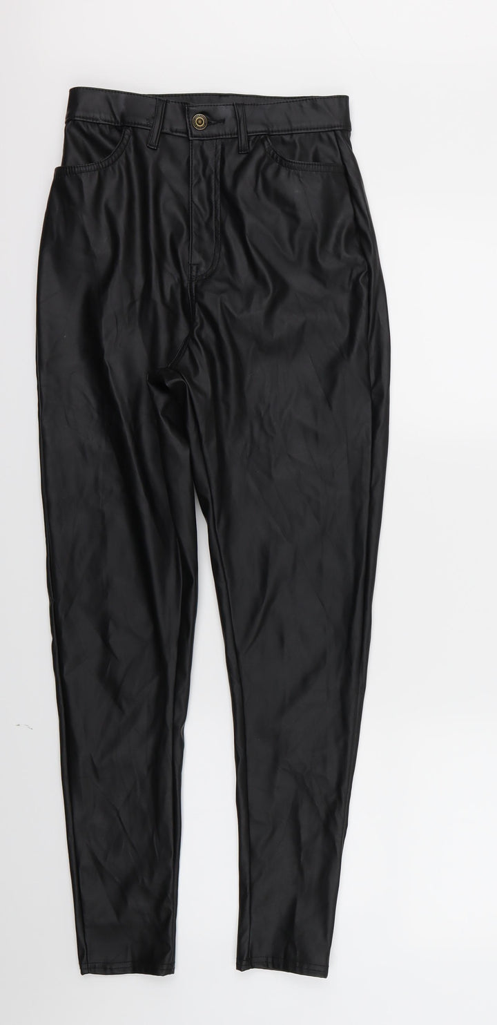 PRETTYLITTLETHING Womens Black Trousers Size 8 L28 in