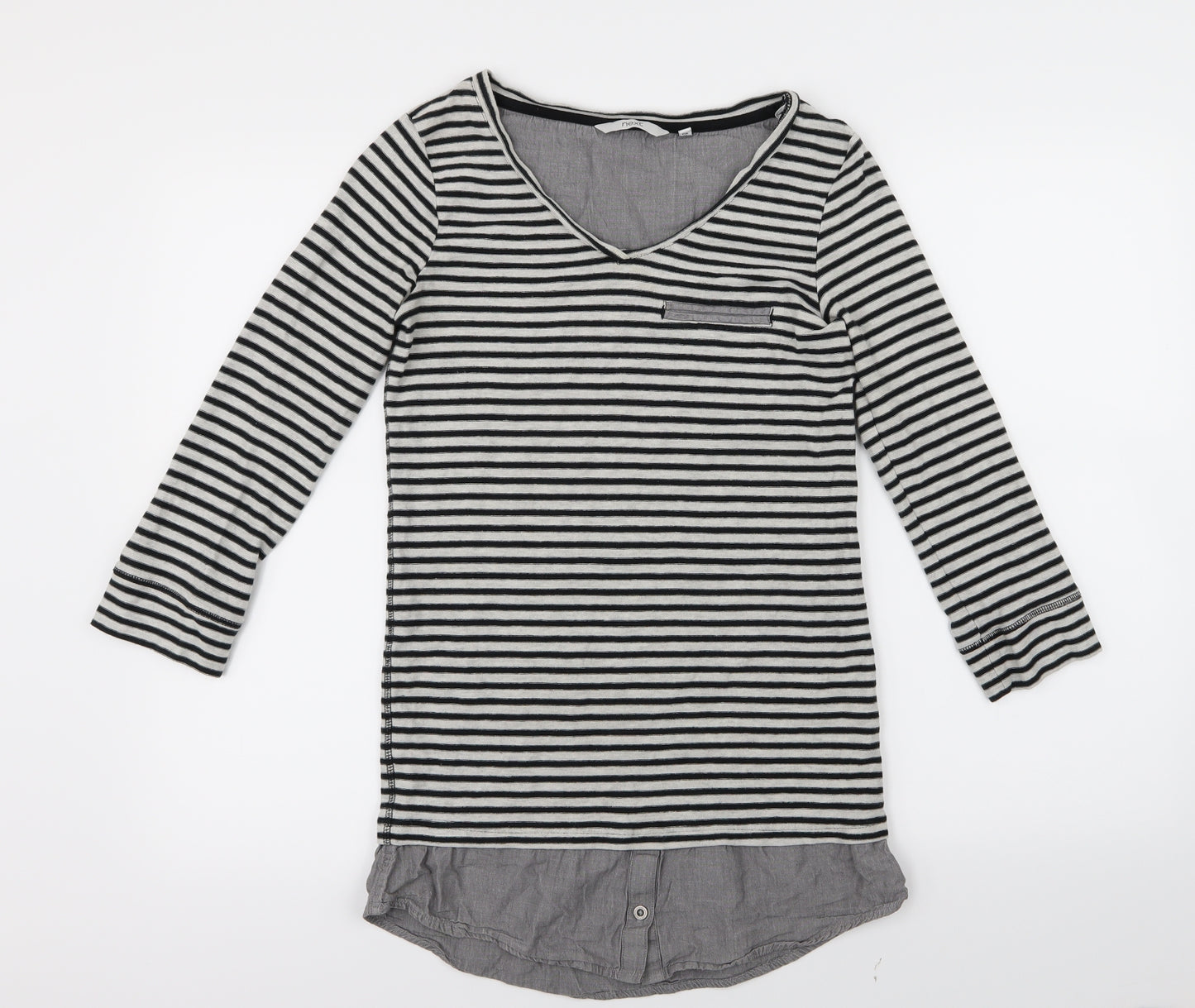 NEXT Womens Black Striped  Basic T-Shirt Size 6