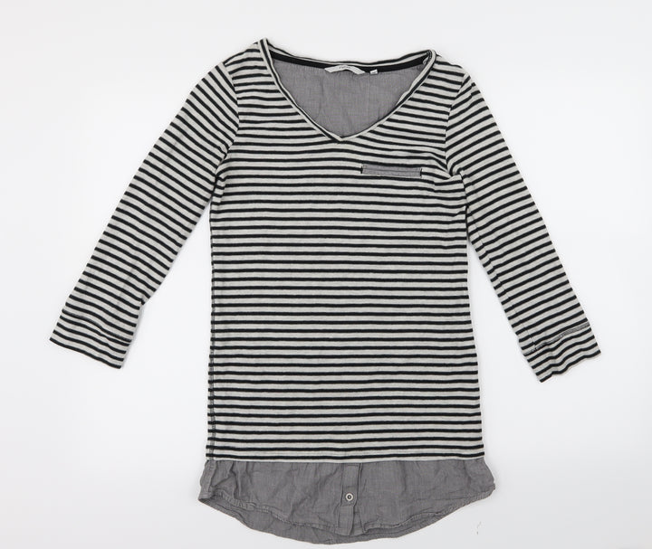 NEXT Womens Black Striped  Basic T-Shirt Size 6