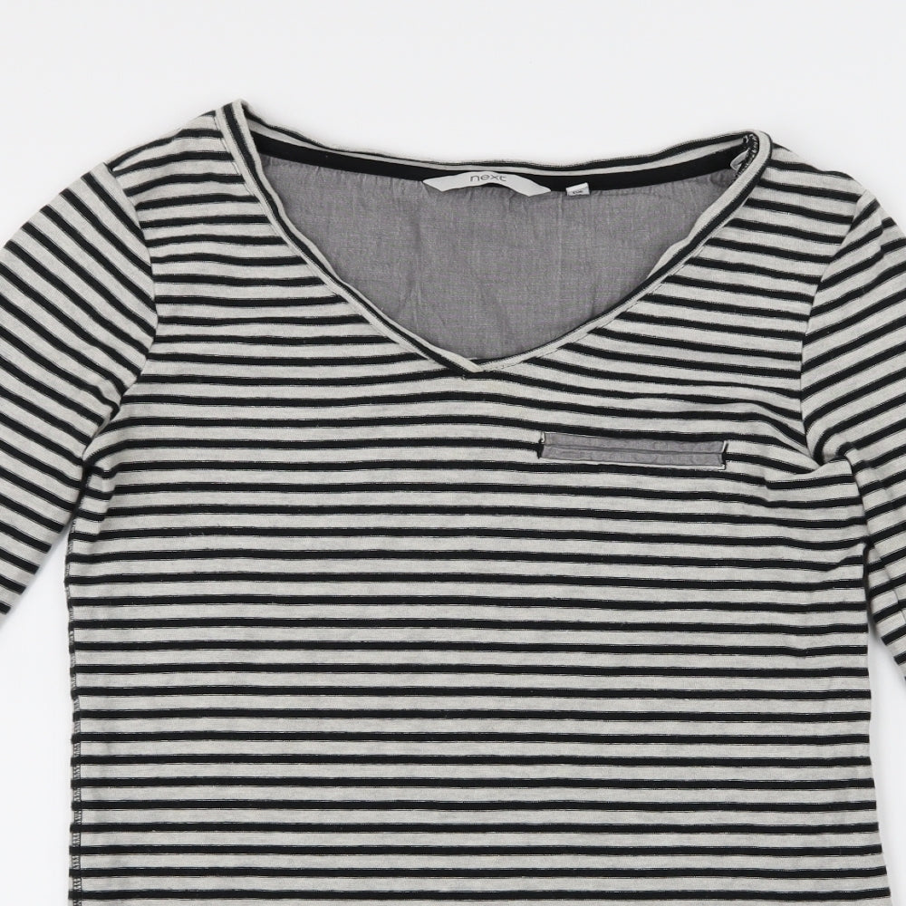 NEXT Womens Black Striped  Basic T-Shirt Size 6
