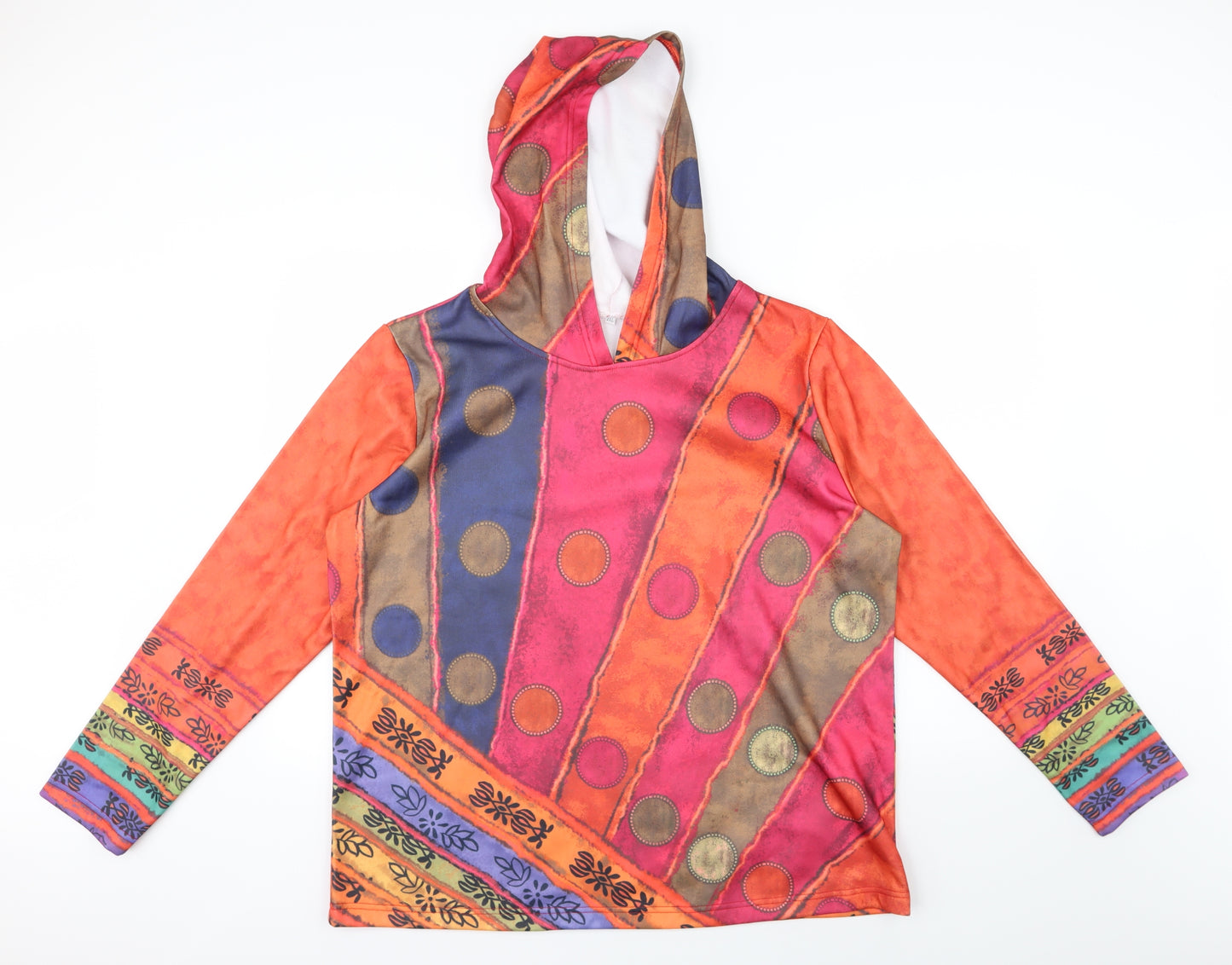 Preworn Mens Orange Geometric  Pullover Hoodie Size 2XL