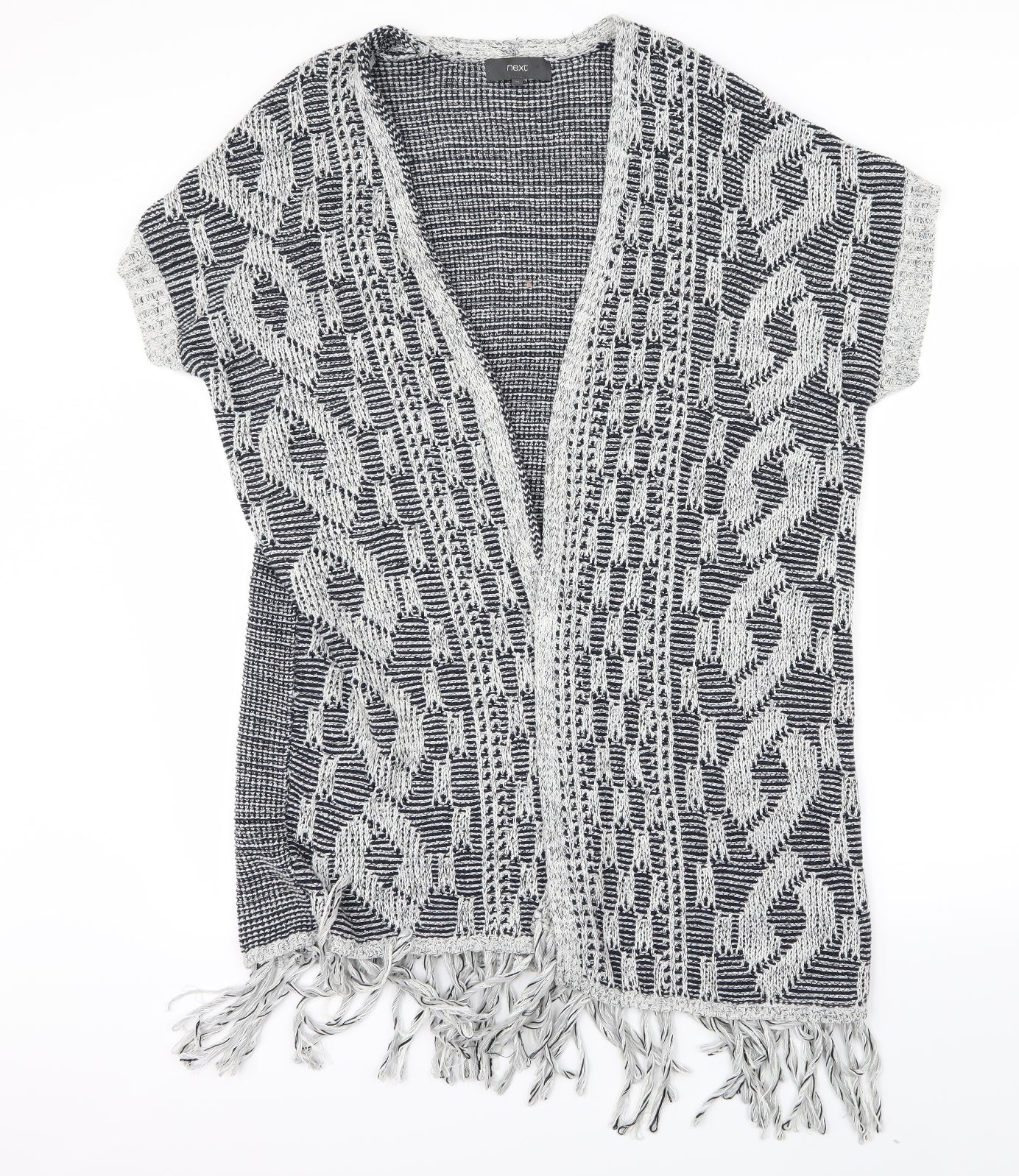 NEXT Womens Blue Geometric Knit Cardigan Jumper Size 14