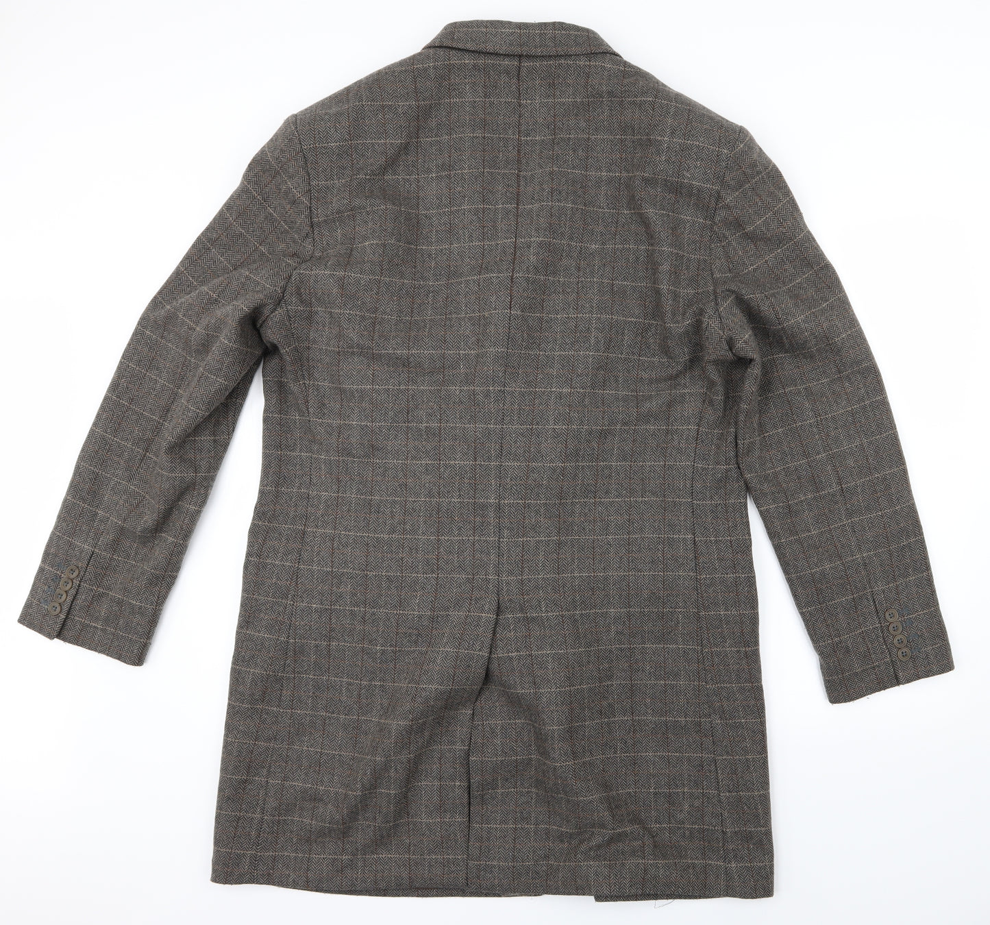 NEXT Mens Brown Check  Pea Coat Coat Size L