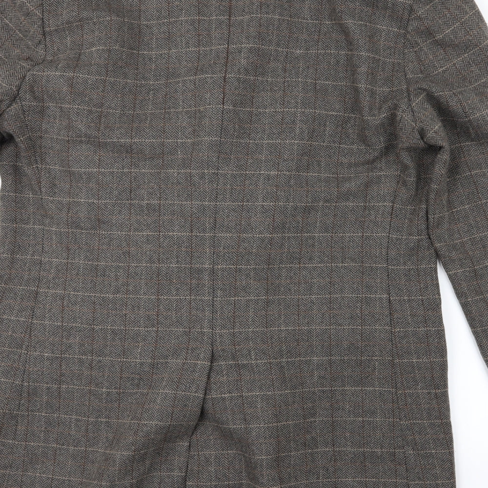 NEXT Mens Brown Check  Pea Coat Coat Size L