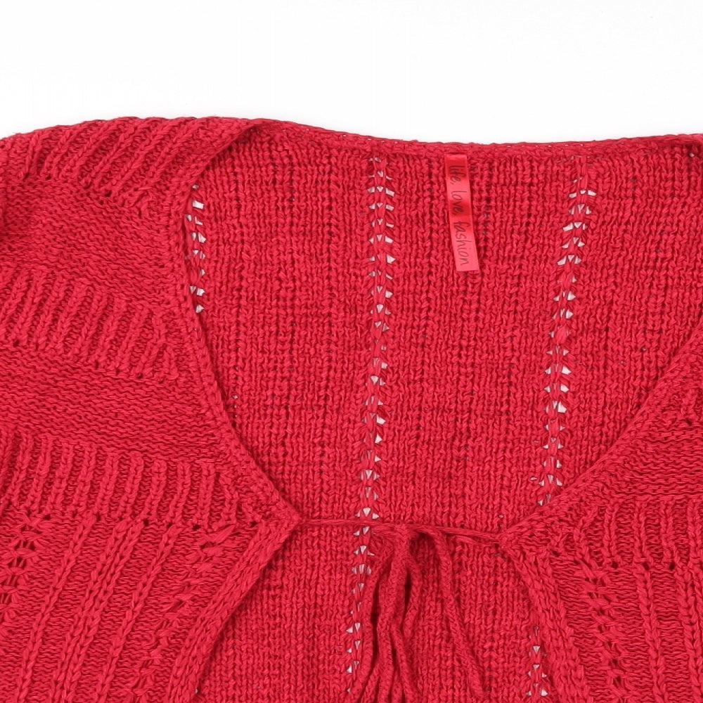 E-vie Womens Red  Knit Cardigan Jumper Size 14