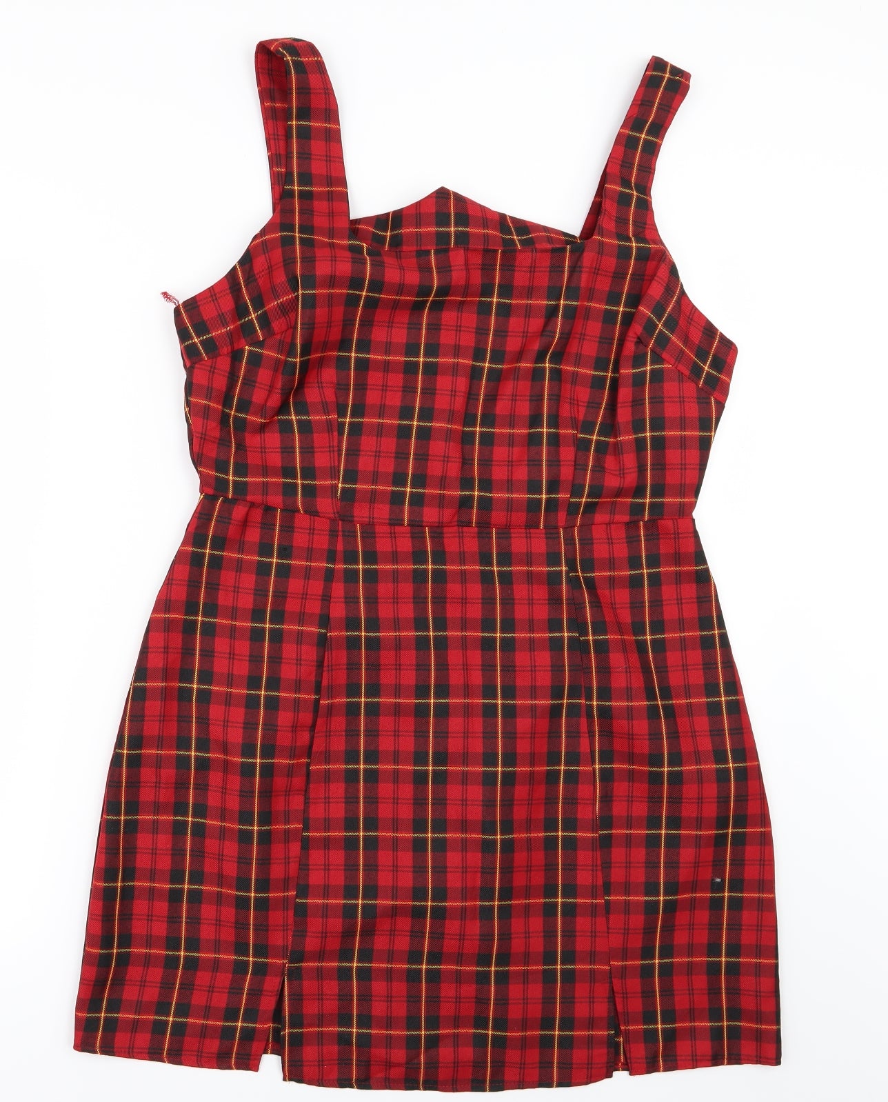 Peacocks Womens Red Check  Pinafore/Dungaree Dress  Size 16