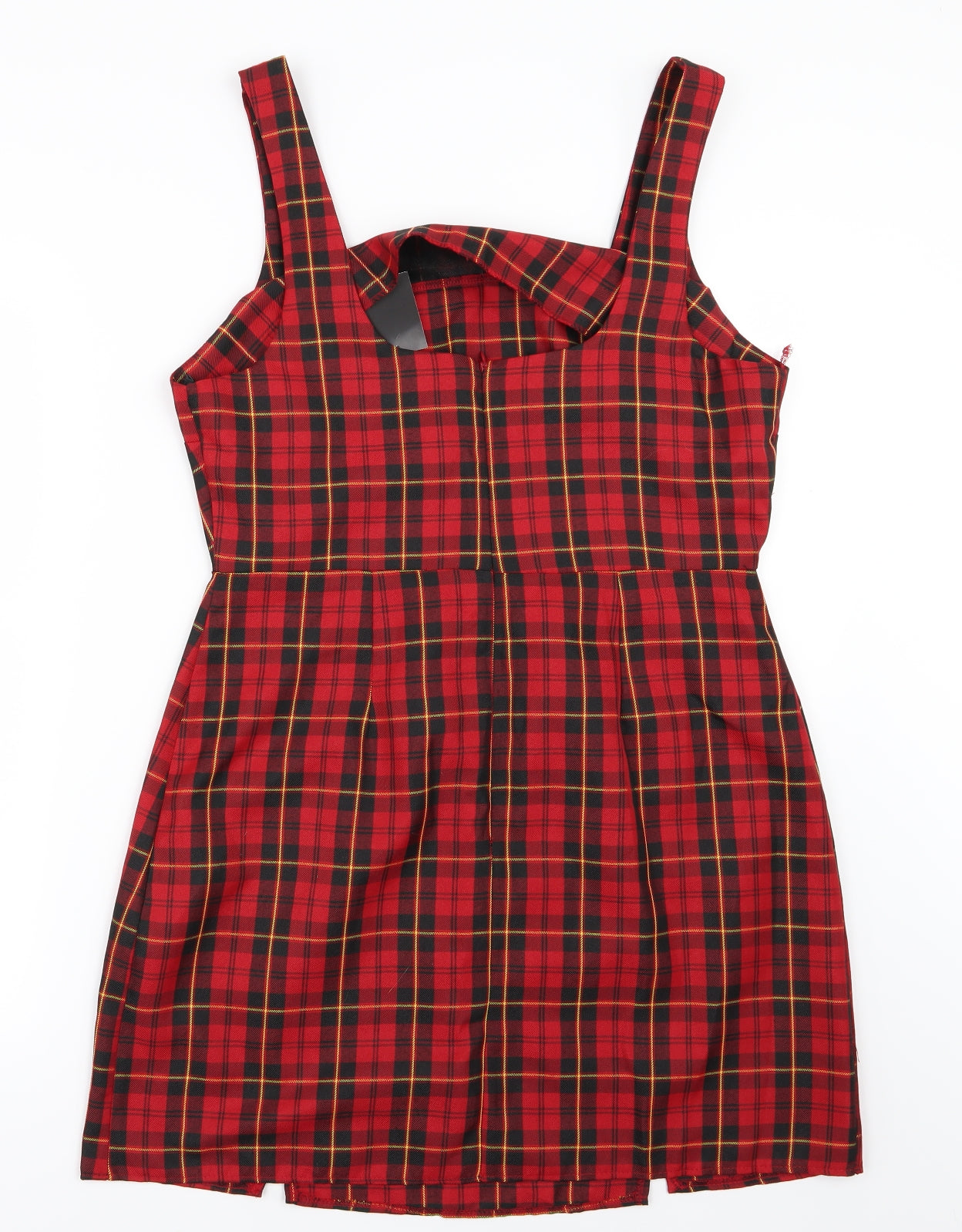 Peacocks Womens Red Check  Pinafore/Dungaree Dress  Size 16
