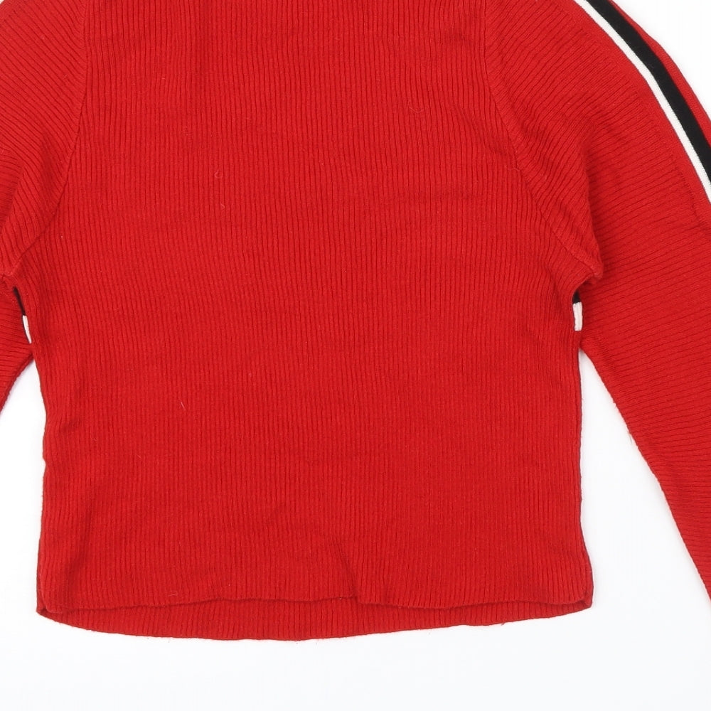 Primark Womens Red Striped  Pullover Jumper Size XS  - ribbed top