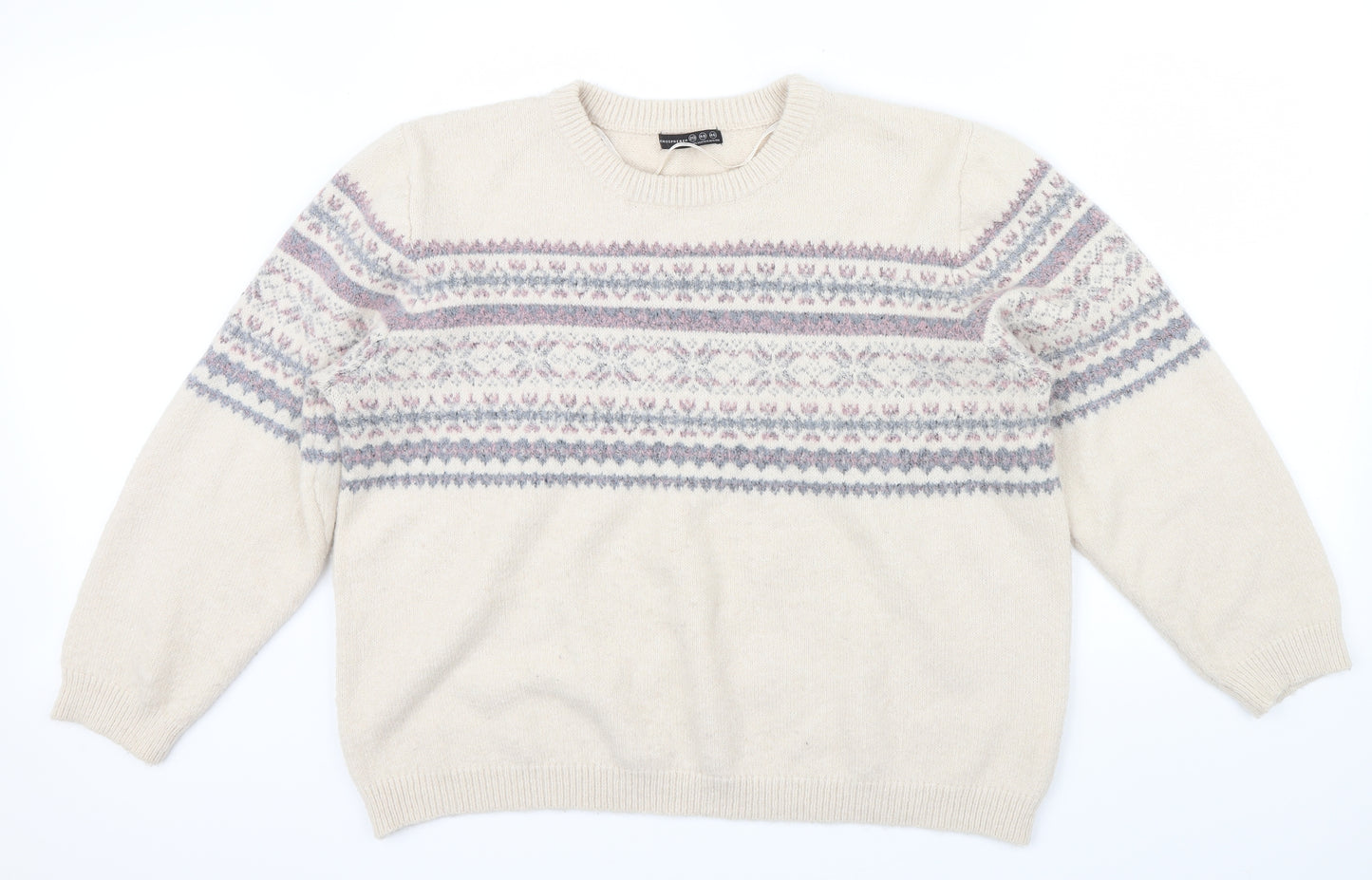 Primark Womens Beige Geometric  Pullover Jumper Size 20  - pink an blue pattern in knit