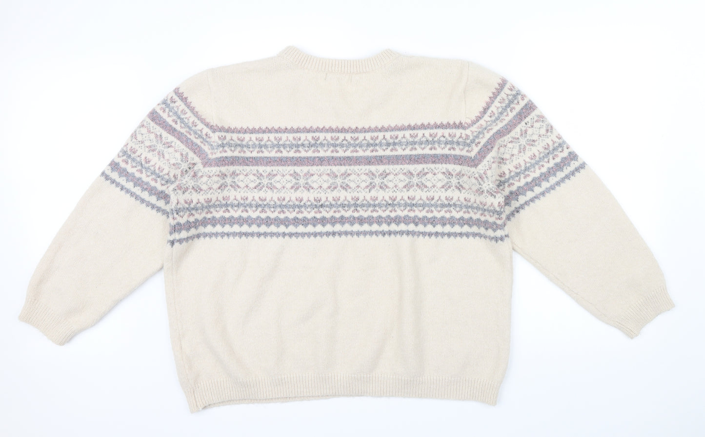 Primark Womens Beige Geometric  Pullover Jumper Size 20  - pink an blue pattern in knit