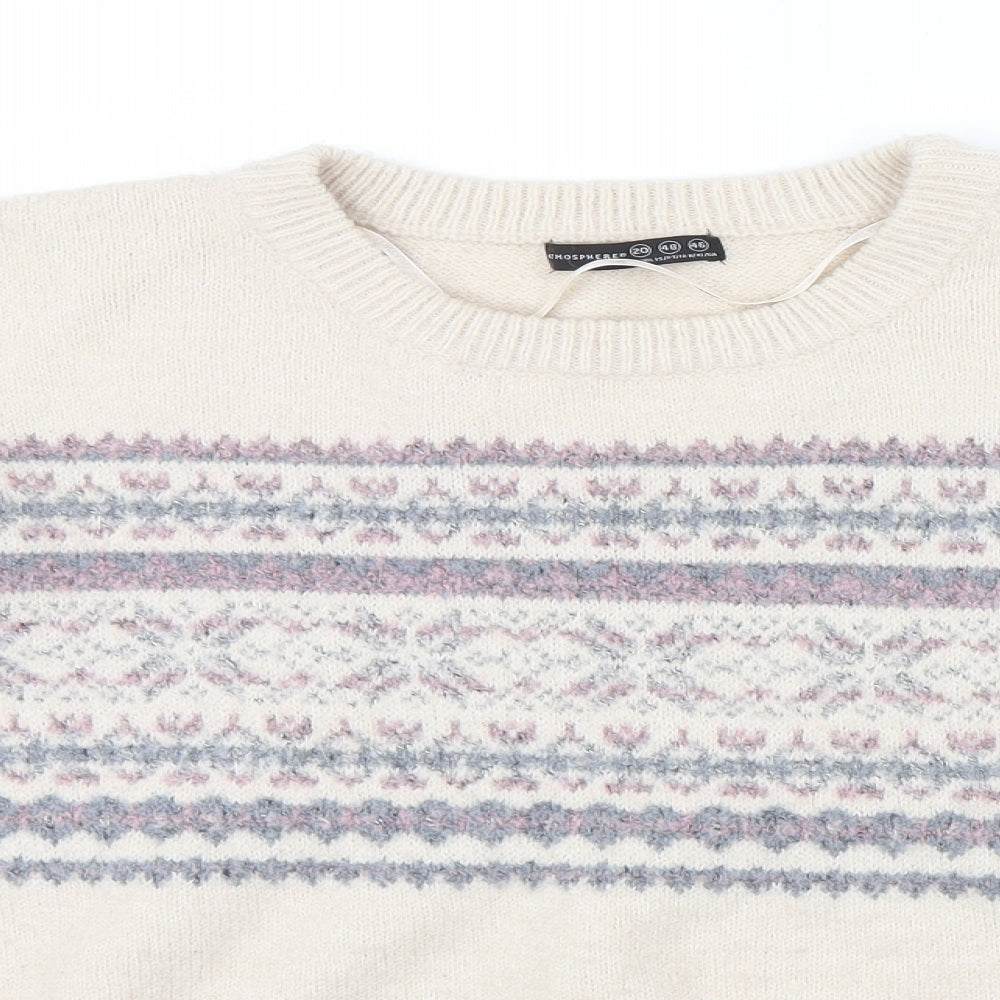 Primark Womens Beige Geometric  Pullover Jumper Size 20  - pink an blue pattern in knit